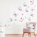 Fali matrica 3 x 22,5 x 30 cm PVC Akvarell pillangók 3 db-os készlet Dekoratív matricák gyerekszobába hálószobába 2