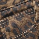 Damsjeans Leopardmönster Fickor 100% Bomull Stiliga moderna byxor Djurtryck Avslappnad modebit 4