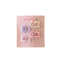 Ensemble de 4 mini pinces à cheveux Formes géométriques colorées Alliage métallique Pinces mignonnes Accessoires capillaires stylés 6