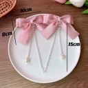 1 paire de pinces à cheveux 10 x 8 cm Noeud en satin avec perles 15 cm Accessoire capillaire pour filles Accessoire capillaire élégant 4