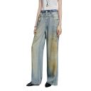 Damjeans blå Enfärgad Rivna Löst snitt Fickor Lyocell Modern ripped byxor Bekväm street stil 2