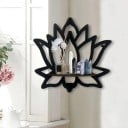 Étagère d'angle murale en bois Lotus Design creux Support pour bougie et huiles essentielles Décoration d'aromathérapie 3