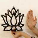 Étagère d'angle murale en bois Lotus Design creux Support pour bougie et huiles essentielles Décoration d'aromathérapie 4