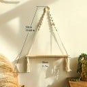Étagère murale suspendue en bois de 35 cm avec corde et franges Étagère décorative boho pour le mur 2