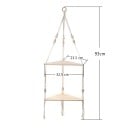 Étagère d'angle suspendue 32,5 cm Étagère en bois à deux niveaux avec corde pour mur Étagère d'angle de rangement 2