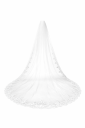 Bröllopsvoile 3 m Katedral Enskiktad Tyll Med Kammare Spetskant Lyxig Lång Voile Vit Ivory Vit 1