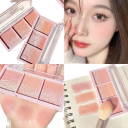 Tre-färgad glittrande rougepalett 3 nyanser Ljusreflekterande långvarigt rouge Ögonskuggor och highlighter Multifunktionell makeup 8