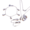 Dames sieradenset Zilver 925 Halsketting 45 cm Armband 20 cm Oorbellen Ring Elegante klassieke collectie 1