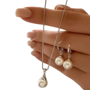 Perlenhochzeitsset Halskette und Ohrringe Eleganter Damenschmuck Romantisches Mode-Set als Geschenk für Frauen 9