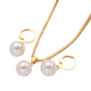 Perlenhochzeitsset Halskette und Ohrringe Eleganter Damenschmuck Romantisches Mode-Set als Geschenk für Frauen 4