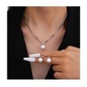 Perlenhochzeitsset Halskette und Ohrringe Eleganter Damenschmuck Romantisches Mode-Set als Geschenk für Frauen 5