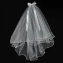 Voile de mariée en tulle blanc avec nœud Élegant voile pour l'enterrement de vie de jeune fille Accessoire de coiffure de fête nuptiale 2