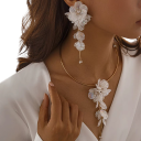 Komplex set 14 cm Halsband 13 cm Örhängen Punkblomma Kreativ elegant dam uttalande smycken Fest set 8