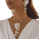 Komplex set 14 cm Halsband 13 cm Örhängen Punkblomma Kreativ elegant dam uttalande smycken Fest set 10