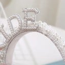 Diadème Bride avec perles et strass 19 cm Diadème avec inscription pour future mariée Enterrement de vie de jeune fille 3