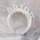 Diadème Bride avec perles et strass 19 cm Diadème avec inscription pour future mariée Enterrement de vie de jeune fille 4