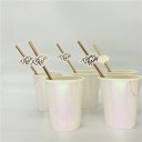 Ensemble de 10 pailles en papier Team Bride Pailles dorées pour un enterrement de vie de jeune fille Célébration de mariage 4