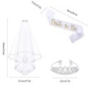 Sada Bride To Be voile 60 cm + écharpe 158 x 9,5 cm + diadème avec strass Ensemble de mariage pour l'enterrement de vie de jeune fille 4