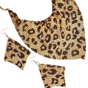 Audace set con stampa leopardata Collana 55 cm e orecchini a pendente Design vintage elegante Set di gioielli moda donna 3