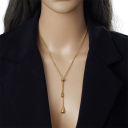 Collana regolabile 50+6 cm e orecchini 7,5 cm Set dorato con gocce Gioielli moda per donne Festa matrimonio anniversario accessorio elegante 2