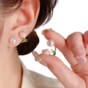 Set di orecchini e collana a tulipano 42+16.5+5 cm Orecchini 1.4 cm Set da donna con tulipano Gioielli per feste dolci Regalo 6