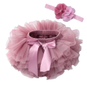 Falda de niña Unicolor con fruncido y lazo Encaje Por encima de la rodilla Algodón Falda festiva con flor en la muñeca 5