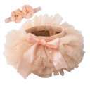 Falda de niña Unicolor con fruncido y lazo Encaje Por encima de la rodilla Algodón Falda festiva con flor en la muñeca 10
