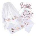 Ensemble de mariage pour la mariée Diadème Mariée Écharpe Future mariée Voile et autocollants pour l'enterrement de vie de jeune fille 4 pièces 1