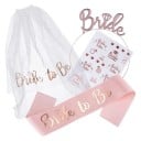 Ensemble de mariage pour la mariée Diadème Mariée Écharpe Future mariée Voile et autocollants pour l'enterrement de vie de jeune fille 4 pièces 2