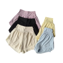 Damska sportshorts Hög midja Enfärgad Nylon Polyester Spandex Elastiska fitness shorts för löpning träning yoga 3