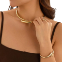 Set di gioielli avanguardistico Bracciale 6 cm Collana 14 cm Anello regolabile Lega Trendy Matrimonio Festa Set da donna 14