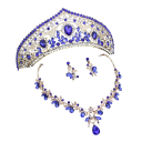 Seta di gioielli di lusso aristocratica Corona 14,5 x 6,8 cm Collana circa 47 cm Orecchini Set nuziale regolabile 5