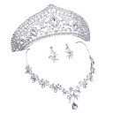Seta di gioielli di lusso aristocratica Corona 14,5 x 6,8 cm Collana circa 47 cm Orecchini Set nuziale regolabile 8