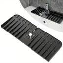 Tapis d'égouttage pour évier 37 x 14 x 1,5 cm en silicone sous le robinet Monocouche Protection contre les éclaboussures Support pour éponge 5