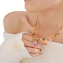 Set floreale colorato collana 44,5 cm orecchini 3,9 cm gioielli da sposa serali in rame per donne ballo fidanzamenti 8