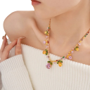 Set floreale colorato collana 44,5 cm orecchini 3,9 cm gioielli da sposa serali in rame per donne ballo fidanzamenti 9
