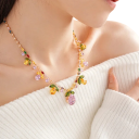 Set floreale colorato collana 44,5 cm orecchini 3,9 cm gioielli da sposa serali in rame per donne ballo fidanzamenti 10