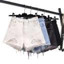 Damska shorts Hög midja Med fickor Jeans Slitna Utförande Bomull Terylen Sommarmodern denim shorts 2