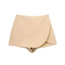Damkjol med shorts Hög midja Dragkedja Enfärgad Polyester Elegant modern passform med inre shorts 12