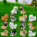 Mini figur av valp Resin Dekorativ hund för dioramor mikrovärld modelllandskap park trädgård figuriner dekoration 6