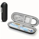 Rejseetui til elektrisk tandbørste 21 x 7,5 cm Hårdt vandafvisende EVA etui Organizer til tandbørste, oplader og tandpasta Karabine 1