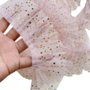 Netz Falten Spitze mit Sternen 10 cm x 91 cm Dekorative Netzspitzenborte zum Nähen von Bekleidungen, Kostümen und Dekorationen 2