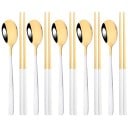 Juego de cubiertos Cuchara y palillos Juego de utensilios para cocina asiática cubiertos de mesa elegantes para el hogar 2