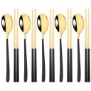 Juego de cubiertos Cuchara y palillos Juego de utensilios para cocina asiática cubiertos de mesa elegantes para el hogar 4