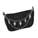 Dekorativt kedja för handväska med dubbel hänge med blad 22 x 31 cm Metalllegering Silver dekorativ kedja för handväska ersättningskort handtag 2