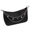 Chaîne décorative double pour sac à main avec étoiles 26 x 31 cm Alliage métallique Chaîne décorative argentée pour sac à main anse courte de rechange 2