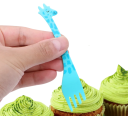 Páratas para fruta 12 unidades tenedores en forma de jirafa 11 cm palillos de plástico de colores para fruta ensaladas postres accesorios de cocina 3