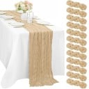 Tischdecke im rustikalen Landhausstil 90 × 180 cm Leinendekorative Tischdecke für Hochzeit, Geburtstag, Junggesellenabschied 4
