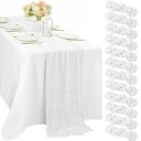 Tischdecke im rustikalen Landhausstil 90 × 180 cm Leinendekorative Tischdecke für Hochzeit, Geburtstag, Junggesellenabschied 5