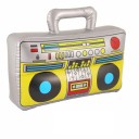 Foliéballong retro radio 40 × 37 cm Silvergul svart dekorativ ballong i form av en bärbar radio dekoration för fest 1
